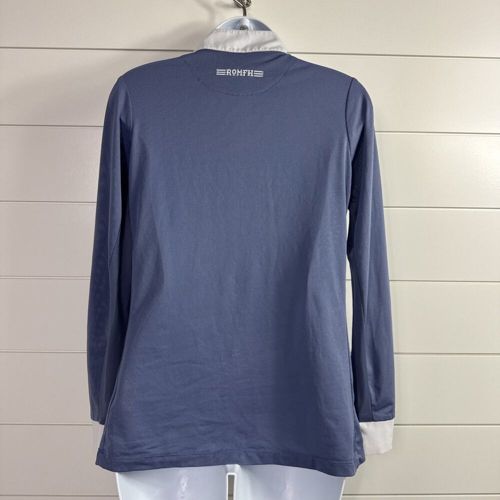 ROMFH Chill Factor Equestrian Riding Polo Shirt Long Sleeve Blue sz S - Picture 6 of 8